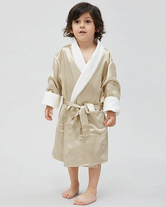 Kid's Silk and Velvet Reversible Robe for Winter
