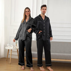 Long Silk Pajamas Home Wear For Couple