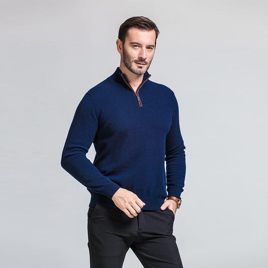 Men's Gentle Zipper Cashmere Turtleneck Sweater