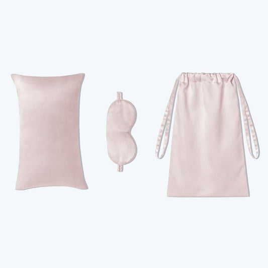 Cushion Eyemask and Storage Bag 3 Pcs Silk Travel Set