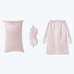 Cushion Eyemask and Storage Bag 3 Pcs Silk Travel Set