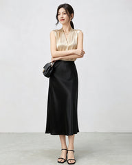 22 Momme Silk V-Neck Pleated Blouse