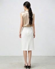 22 Momme Silk V-Neck Pleated Blouse