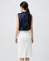 22 Momme Silk V-Neck Pleated Blouse