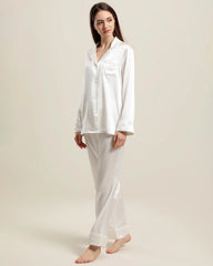 Classic Long Sleeve Silk Pajamas Set Ivory