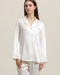 Classic Long Sleeve Silk Pajamas Set Ivory