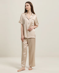 22 Momme Short-Sleeve Silk Pajamas Set Champagne