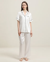 22 Momme Short-Sleeve Silk Pajamas Set Ivory