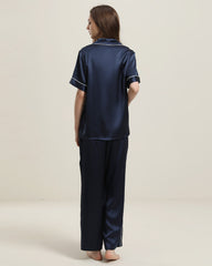 22 Momme Short-Sleeve Silk Pajamas Set Navy
