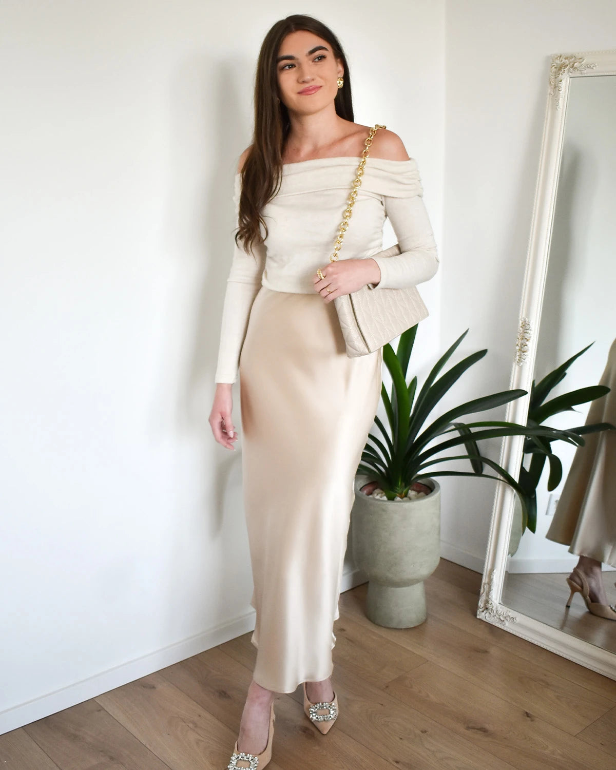 22 Momme Silk Maxi Skirt Champagne