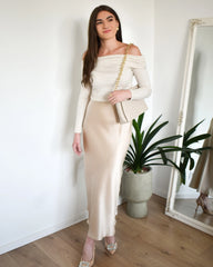 22 Momme Silk Maxi Skirt Champagne