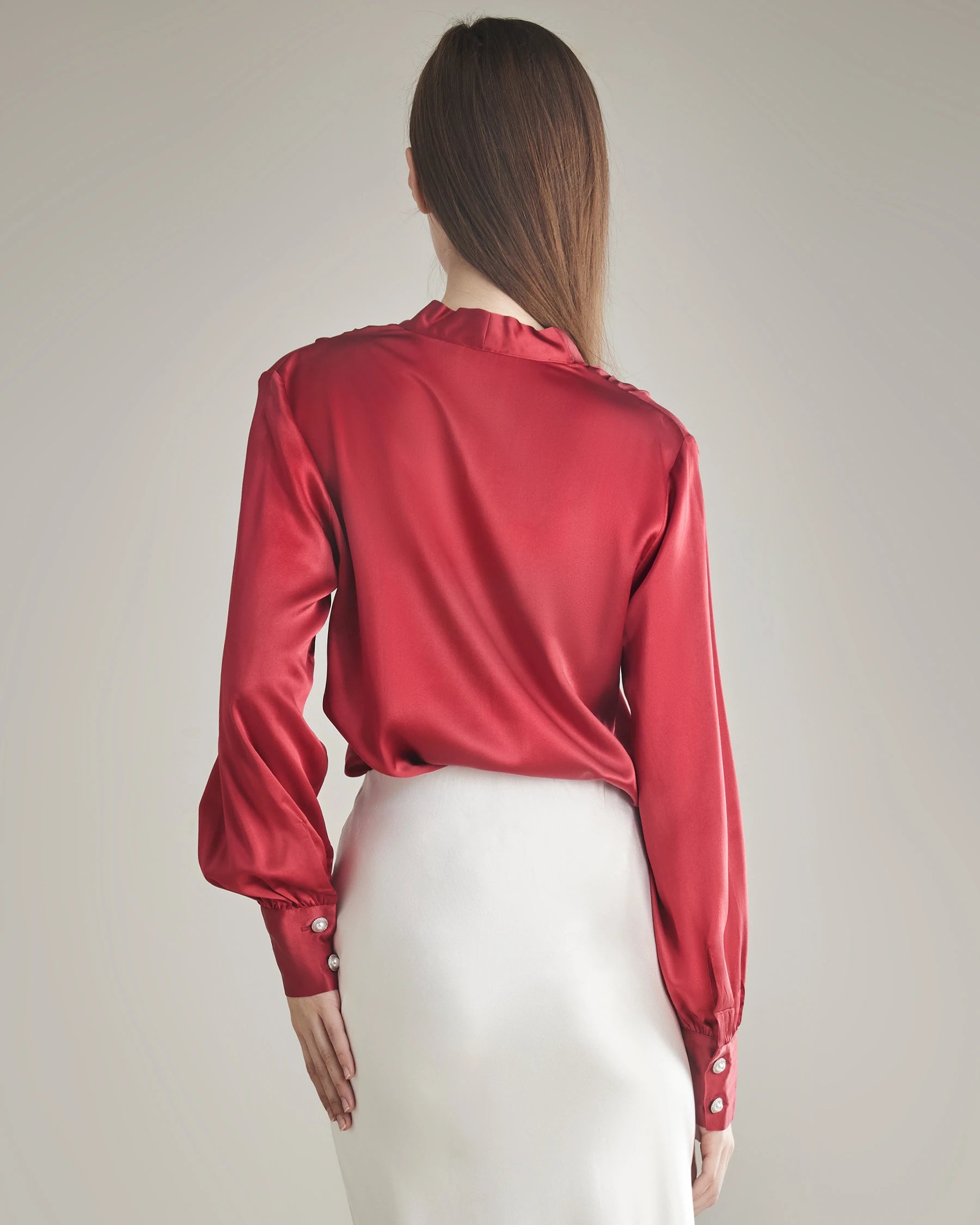 100% Silk Shirt Silk Blouse Burgundy