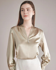 100% Silk Shirt Silk Blouse Champagne