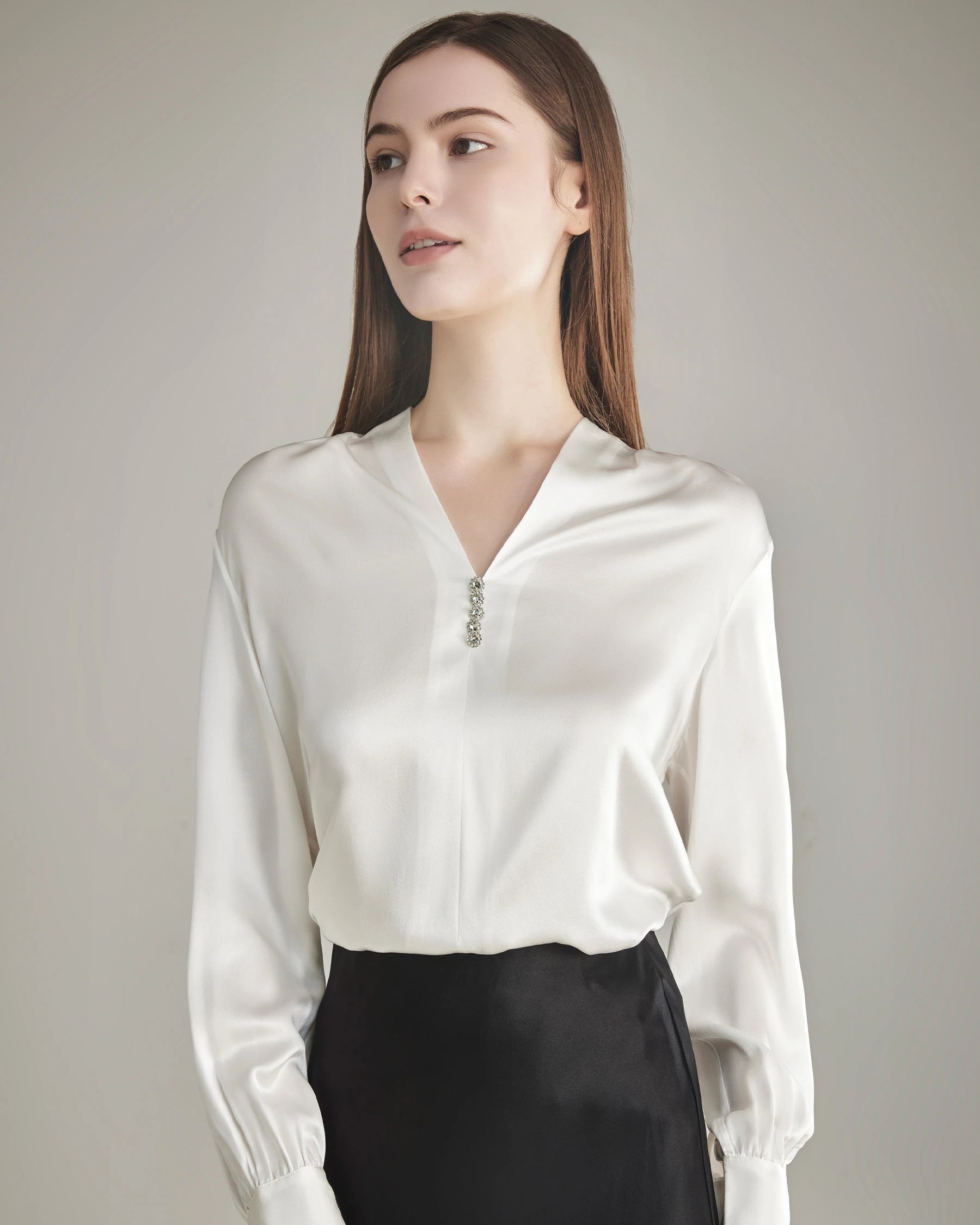 100% Silk Shirt Silk Blouse Ivory