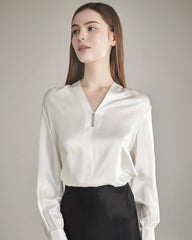 100% Silk Shirt Silk Blouse Ivory