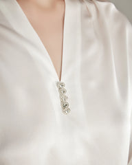 100% Silk Shirt Silk Blouse Ivory