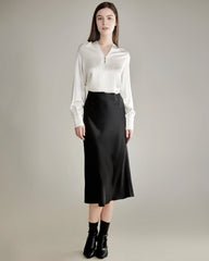 100% Silk Shirt Silk Blouse Ivory