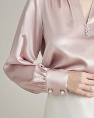 100% Silk Shirt Silk Blouse Rose PInk