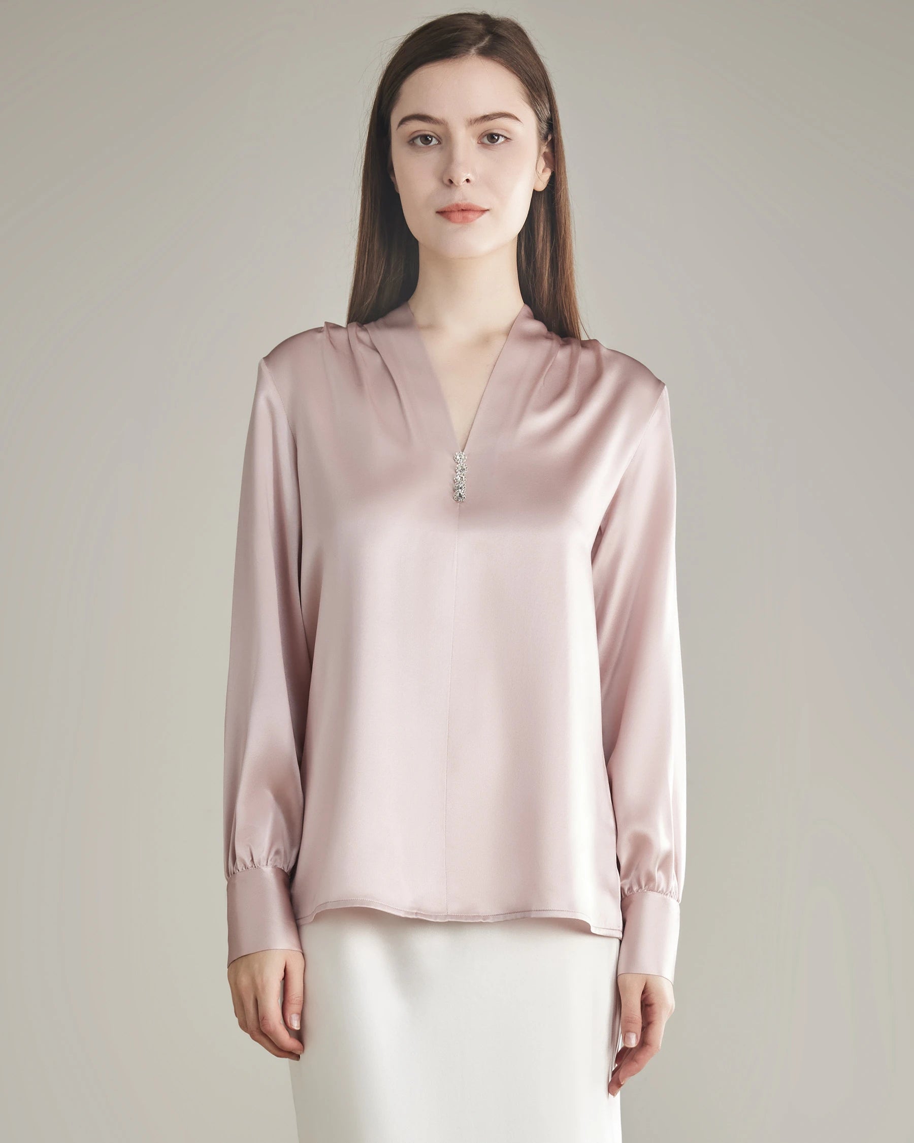 100% Silk Shirt Silk Blouse Rose PInk