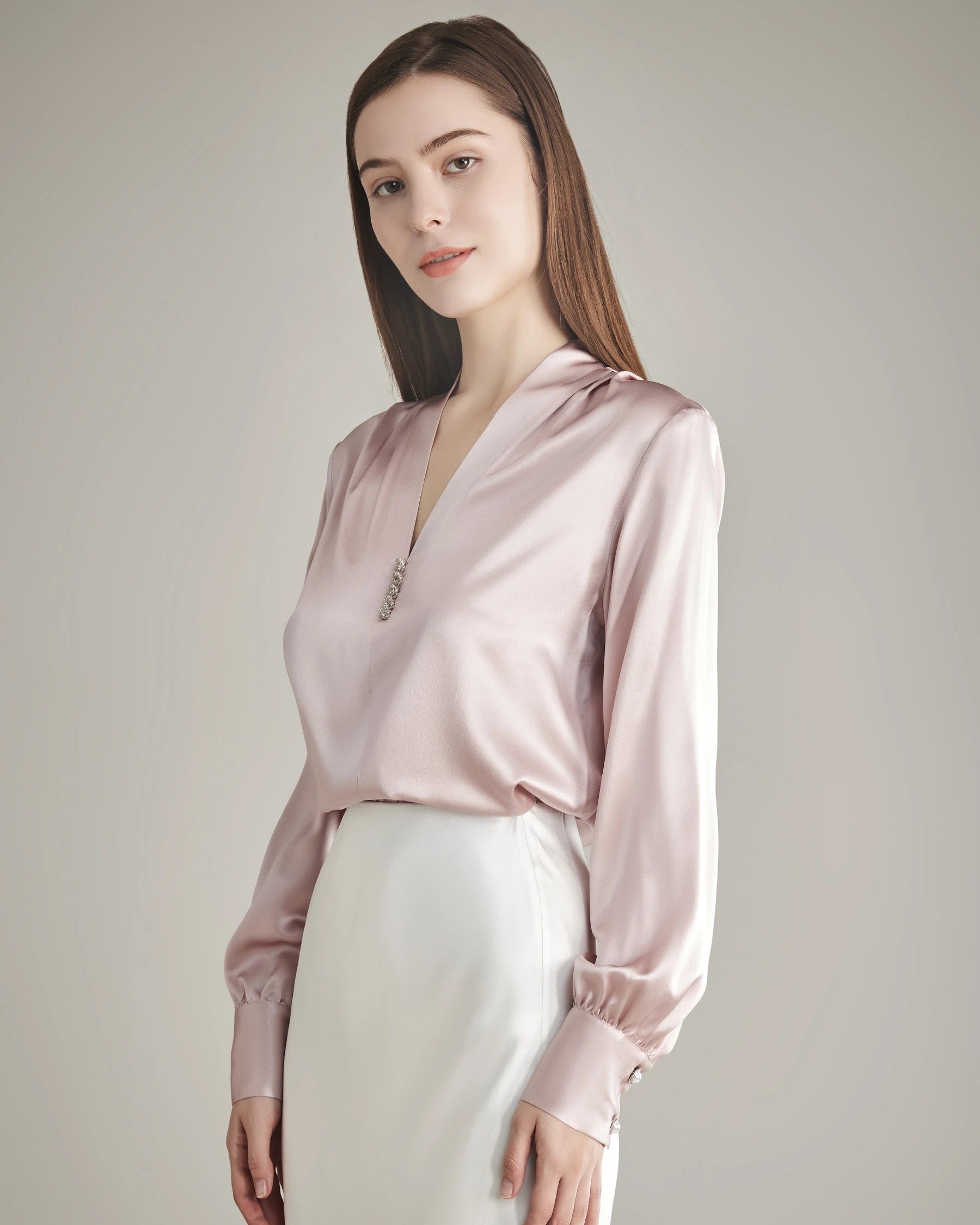 100% Silk Shirt Silk Blouse Rose PInk