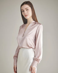 100% Silk Shirt Silk Blouse Rose PInk