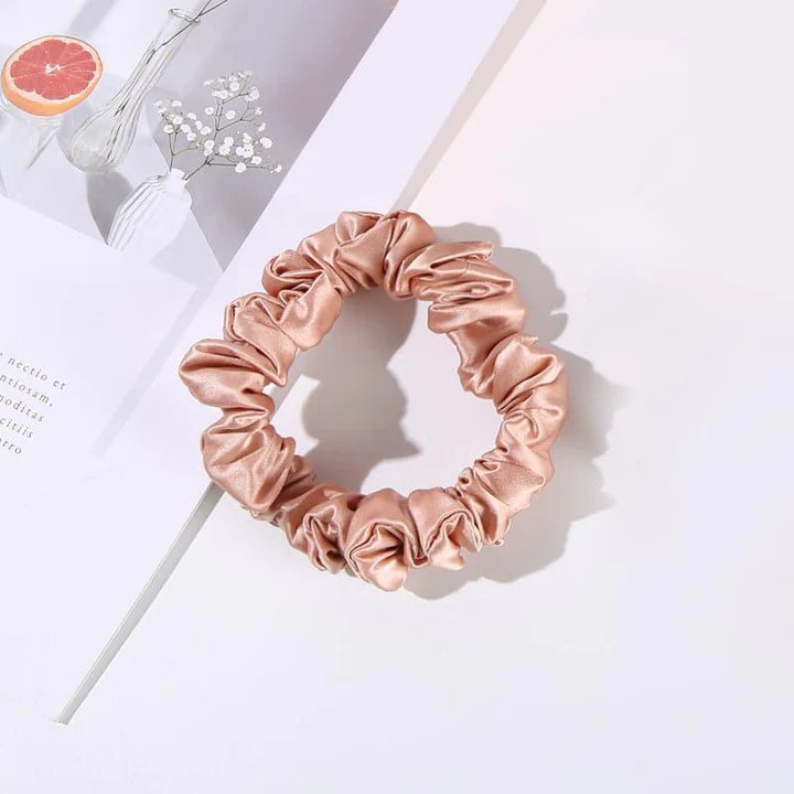 22 Momme 2.5 CM Midi Light Silk Hair Loop Scrunchy Caramel