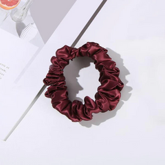 22 Momme 2.5 CM Midi Light Silk Hair Loop Scrunchy Dark Red