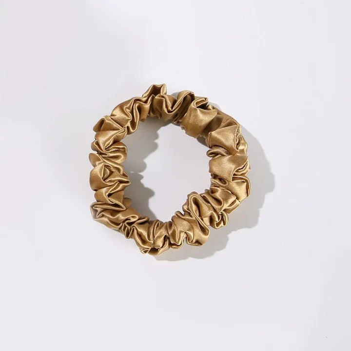 22 Momme 2.5 CM Midi Light Silk Hair Loop Scrunchy Gold