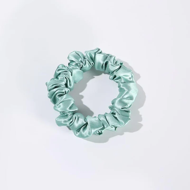 22 Momme 2.5 CM Midi Light Silk Hair Loop Scrunchy Light Green