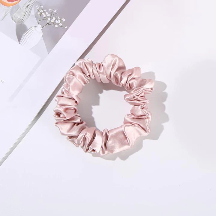 22 Momme 2.5 CM Midi Light Silk Hair Loop Scrunchy Pink