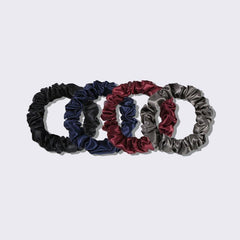 22 Momme 2.5 CM Silk Hair Loop Scrunchy 4PCS Set Dark Color