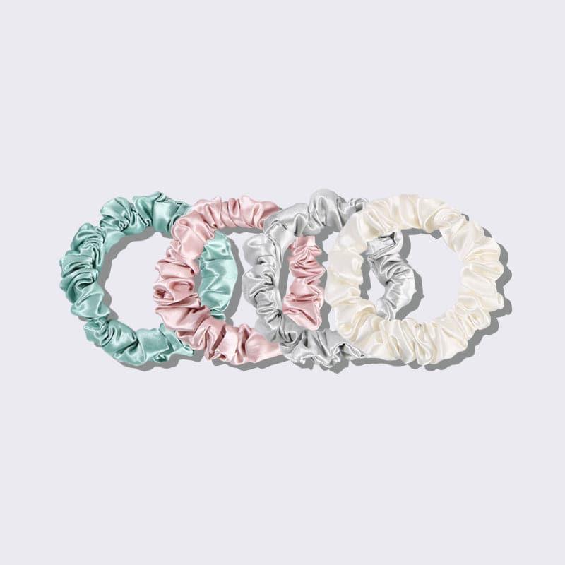 22 Momme 2.5 CM Silk Hair Loop Scrunchy 4PCS Set Light Color