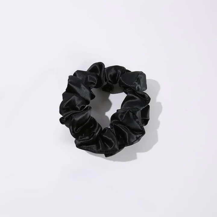 22 Momme 3.5 CM Midi Light Silk Hair Bands Scrunchy Black