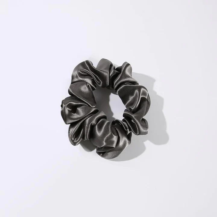 22 Momme 3.5 CM Midi Light Silk Hair Bands Scrunchy Dark Grey