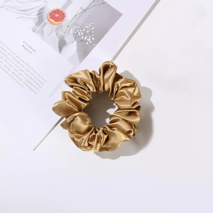 22 Momme 3.5 CM Midi Light Silk Hair Bands Scrunchy Gold