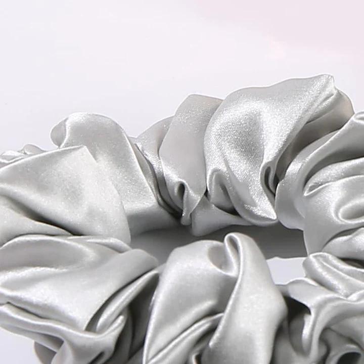 22 Momme 3.5 CM Midi Light Silk Hair Bands Scrunchy Light Grey