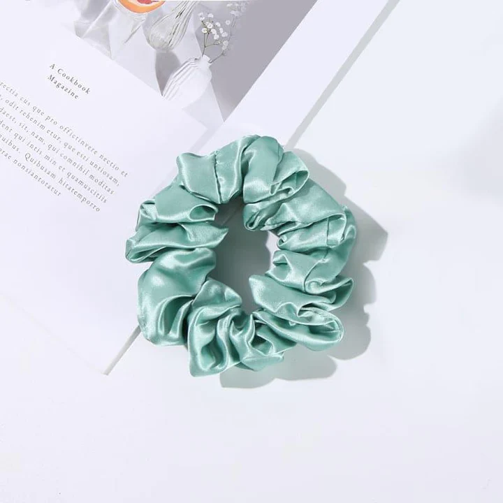 22 Momme 3.5 CM Midi Light Silk Hair Bands Scrunchy Light Green