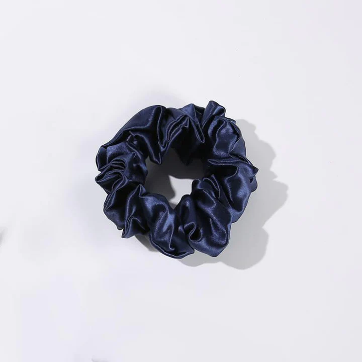 22 Momme 3.5 CM Midi Light Silk Hair Bands Scrunchy Navy