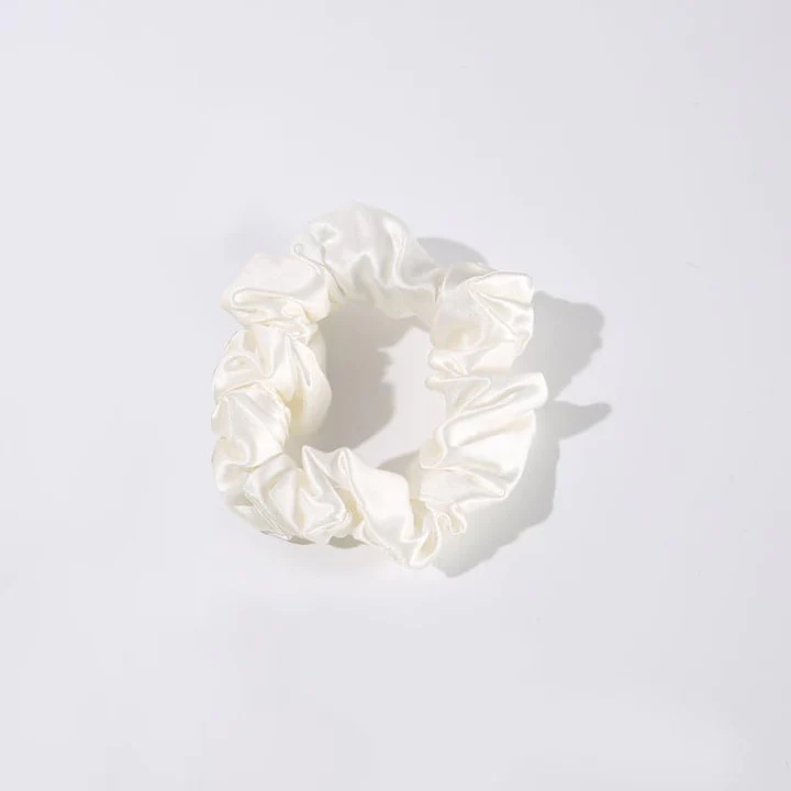 22 Momme 3.5 CM Midi Light Silk Hair Bands Scrunchy White