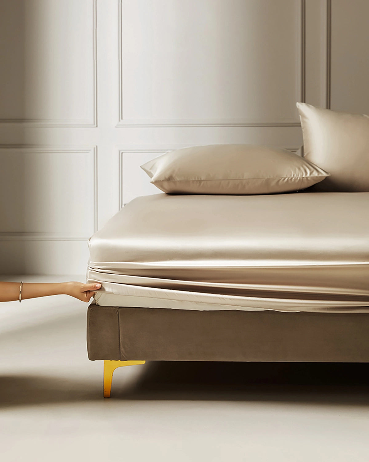 22 Momme 3PCS Silk Fitted Sheet Set Champagne