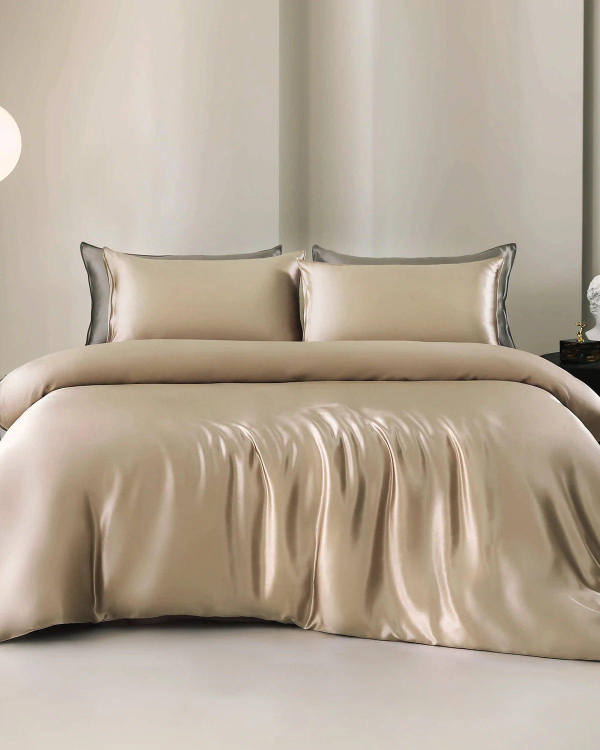 22 Momme 4PCS Silk Duvet Cover and Flat Sheet Set Champagne