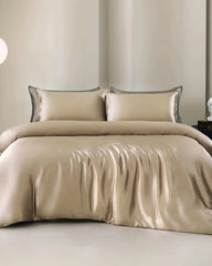 22 Momme 4PCS Silk Duvet Cover and Flat Sheet Set Champagne
