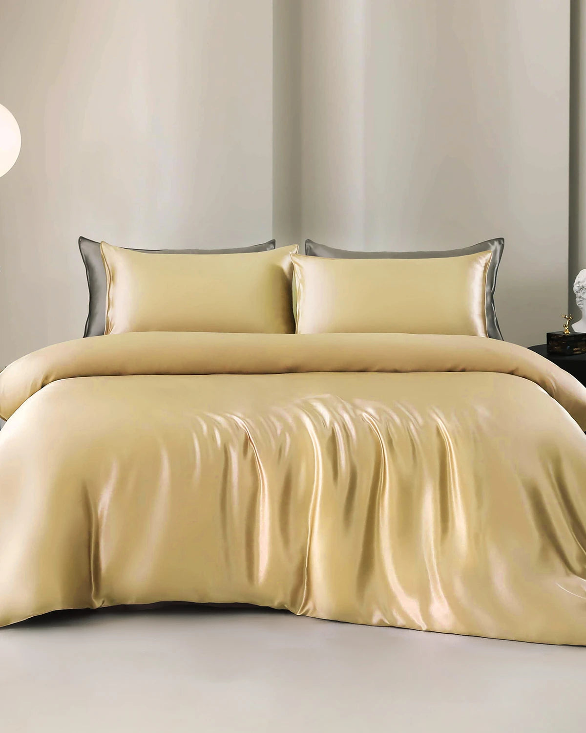 22 Momme 4PCS Silk Duvet Cover and Flat Sheet Set Gold