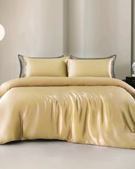 22 Momme 4PCS Silk Duvet Cover and Flat Sheet Set Gold