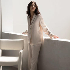 22 Momme Classic Long Silk Pajamas Cream