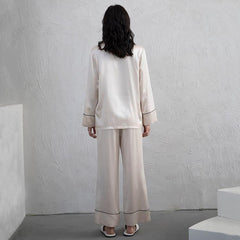 22 Momme Classic Long Silk Pajamas Cream