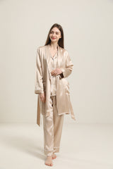 22 Momme Classic Mid Length Silk Robe For Women Champagne