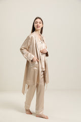 22 Momme Classic Mid Length Silk Robe For Women Champagne