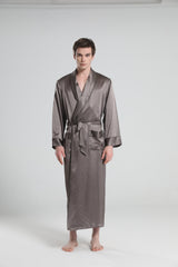 22 Momme Classic Sleep Robe Pajamas For Men Dark Grey