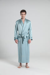 22 Momme Classic Sleep Robe Pajamas For Men Haze Blue